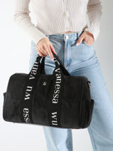 Schoudertas A4 Formaat Velours Vanessa wu Zwart velours MA0085-vue-porte