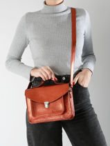 Cross Body Tas Melle George Ginger Leder Paul marius Bruin ginger GEORGGIN-vue-porte