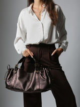 Schoudertas Gun Metal Leder Gerard darel Bruin gun metal DCS01446-vue-porte