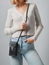 Telefoontas Leder Paul marius Zwart vintage TELEPHON-vue-porte