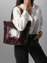 Schoudertas Le Cabas M In Gekreukeld Leder Vanessa bruno Rood cabas cuir 82V40378-vue-porte