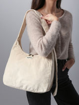 Cross Body Tas Velours Ribfluweel Hindbag Beige velours V-vue-porte