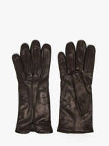 Dameshandschoenen Leder Met Wollen Voering Omega Zwart women gloves L