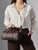 Longchamp Daylong chevron Handtas Bruin-vue-porte