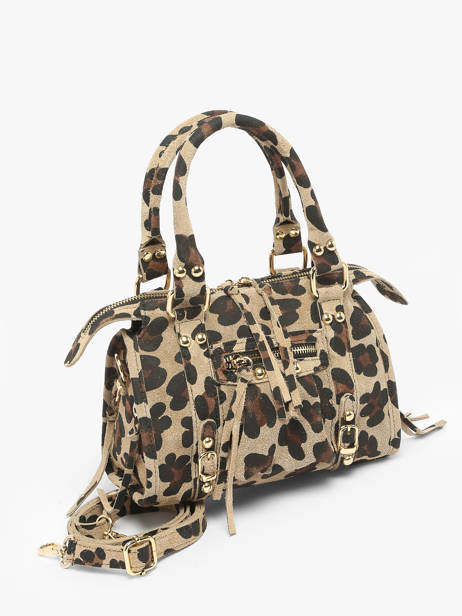 Cross Body Tas Velvet Leopardo Leder Milano Beige velvet leopardo VL24093 ander zicht 2
