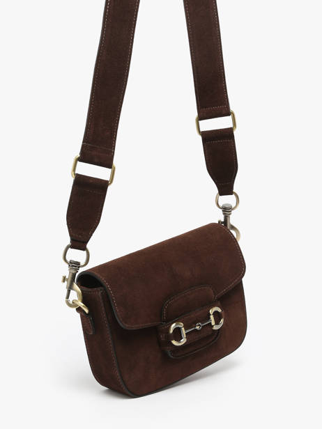Cross Body Tas Velvet Leder Milano Bruin velvet VE260611 ander zicht 2