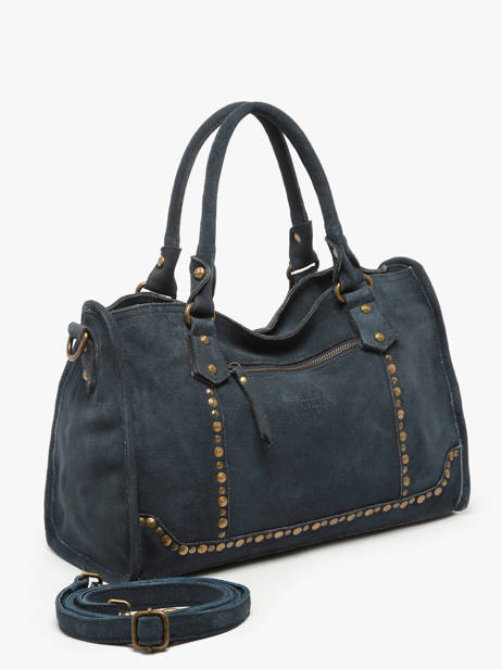 Handtassen Houston A4 Leder Basilic pepper Blauw houston BHOU22 ander zicht 2