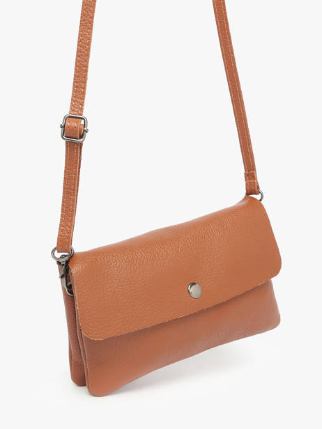Cross Body Tas Caviar Leder Milano Oranje caviar CA23067 ander zicht 2