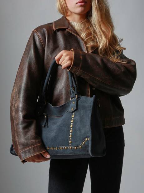Handtassen Houston A4 Leder Basilic pepper Blauw houston BHOU22 ander zicht 1