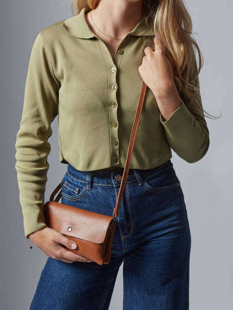 Cross Body Tas Caviar Leder Milano Oranje caviar CA23067 ander zicht 1