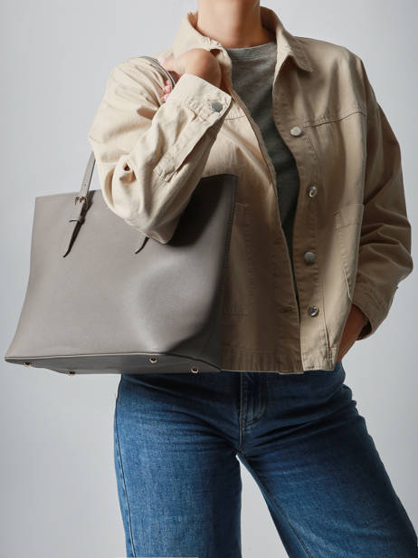 Schoudertas A4 Formaat Saffiano David jones Grijs saffiano 3 ander zicht 1