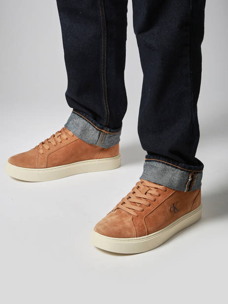Sneakers Uit Leder Calvin klein jeans Bruin men YM01434 ander zicht 1