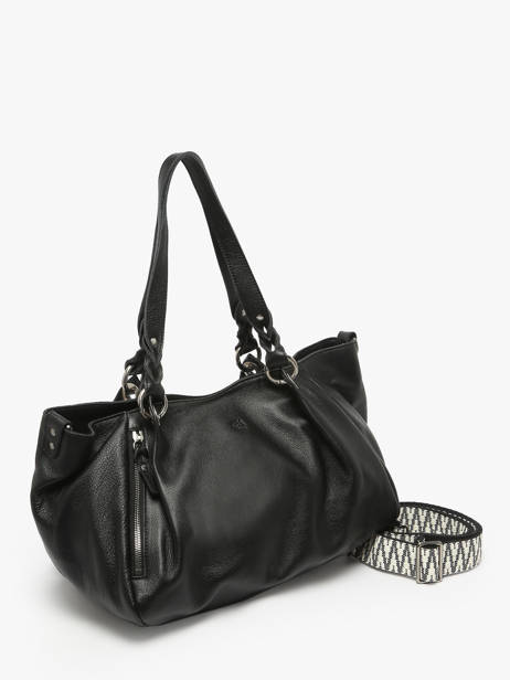 Schoudertas Vintage Leder Mila louise Zwart vintage 3826C ander zicht 2