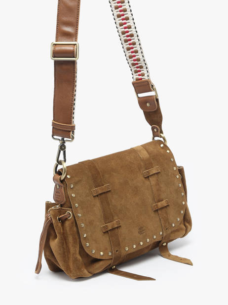 Cross Body Tas Vintage Leder Mila louise Bruin vintage 3861VC ander zicht 1