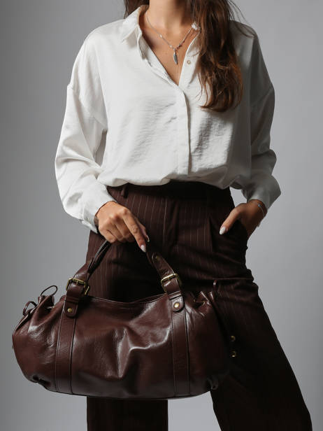 Schoudertas Froisse Leder Gerard darel Bruin froisse DCS01474 ander zicht 1