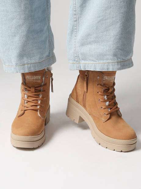 Enkellaarsjes Met Hak Uit Leder Palladium Bruin women 99527254 ander zicht 1