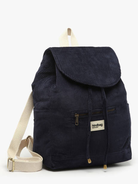 Rugzak Velours Ribfluweel Hindbag Blauw velours V ander zicht 2