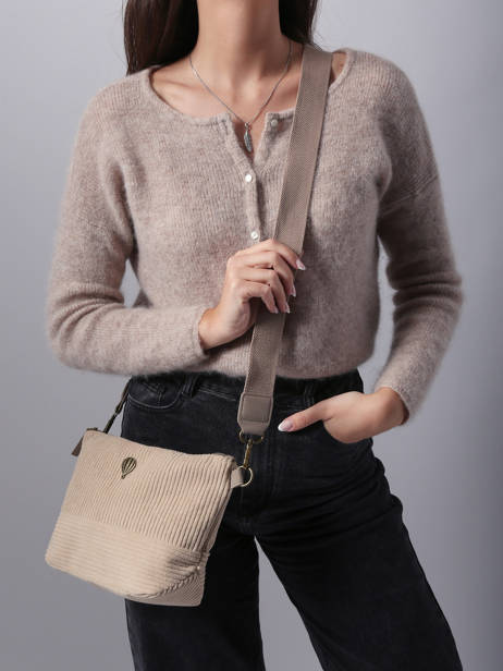 Cross Body Tas Velours Le voyage en panier Beige velours AHP239 ander zicht 1
