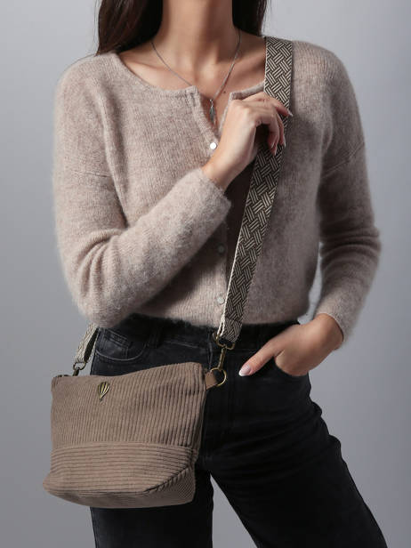 Cross Body Tas Velours Le voyage en panier Bruin velours AHP239 ander zicht 1