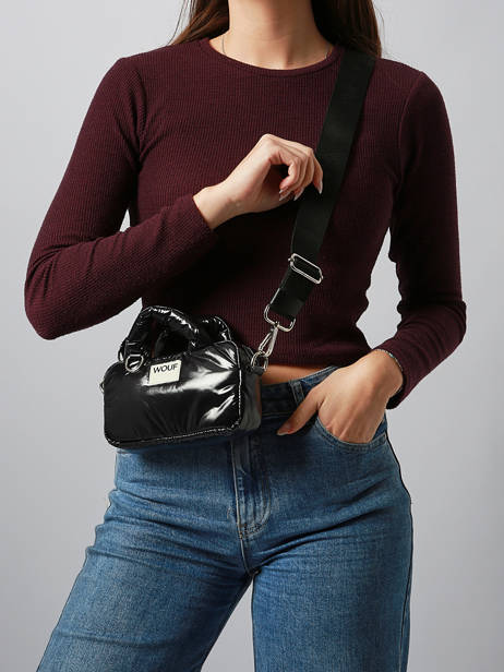 Cross Body Tas Glossy Gerecycleerd Polyester Wouf Zwart glossy BM250023 ander zicht 1