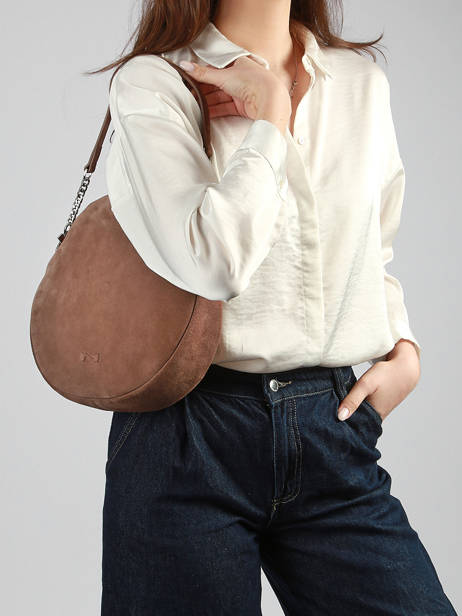 Schoudertas Anna Suède Leder Nathan baume Bruin nathan F0137 ander zicht 1